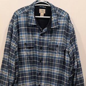 L.L. Bean Navy and White Plaid Jacket